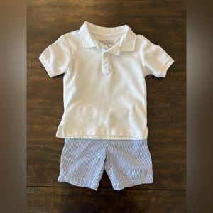 Two piece toddler boy polo and short set.
